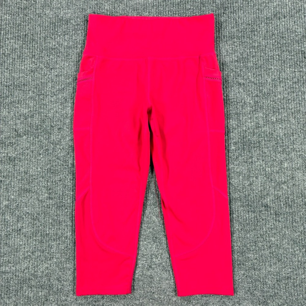 RAG Missy Womens Capri Leggings Size Large Pink Active Pocket Stretch Mid Rise